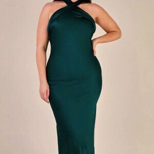 Bridesmaid Dress in Forest Green Satin